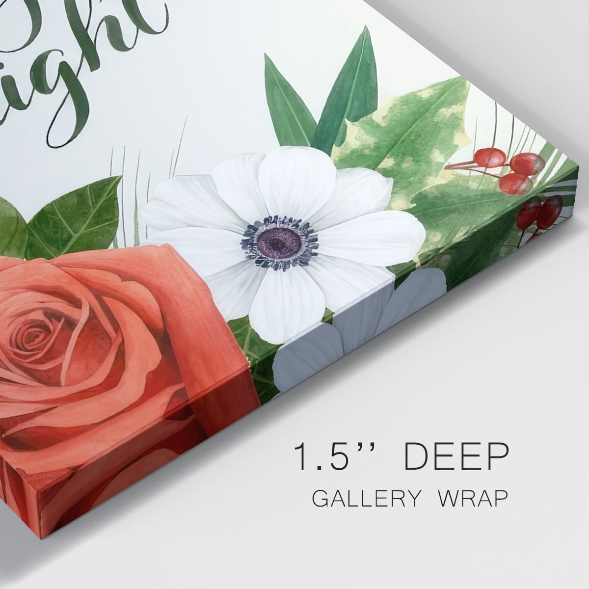 Christmas Flora Wreath Collection B- Gallery Wrapped Canvas