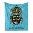 thumbnail image 1 of Sugar Skull Soft Flannel Fleece Blanket, Folkloric Penguin Illustration Dead Skeleton Animal with Colorful Floral Motifs, Cozy Plush for Indoor and Outdoor Use, 60" x 80", Multicolor, by Ambesonne, 1 of 6