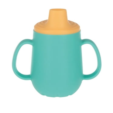 Nuby 2-Stage Silicone Training Cup with Handles and Spout for Toddlers, 6  months, 4 oz, Blue/Yellow