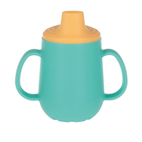 Nuby 2-Stage Silicone Training Cup with Handles and Spout for Toddlers, 6  months, 4 oz, Blue/Yellow
