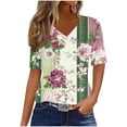 thumbnail image 2 of Aobny Women's Plus Vacation Tops Floral Purple Cooling T-Shirt Elbow-Length V-Neck Womens Tshirts, 2 of 8