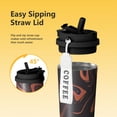 thumbnail image 3 of 18oz Travel Coffee Mug, 316 Stainless Steel Vacuum Insulated Tumbler with 2-in-1 Straw Lid & Strap, Liquid & Marble Print, 3 of 6