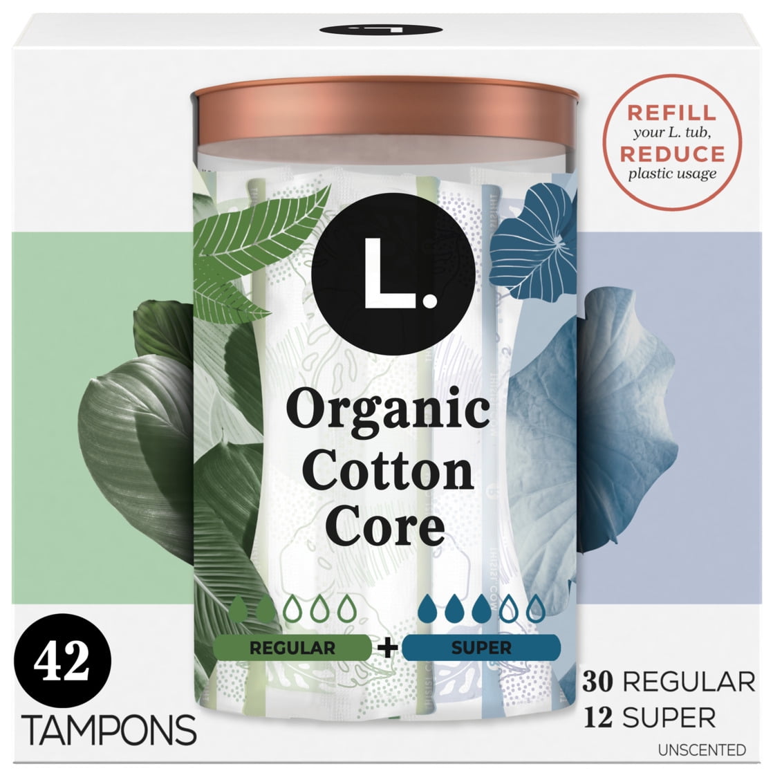 L. Organic Cotton Tampons DuoPack - Regular/Super Absorbency, 42