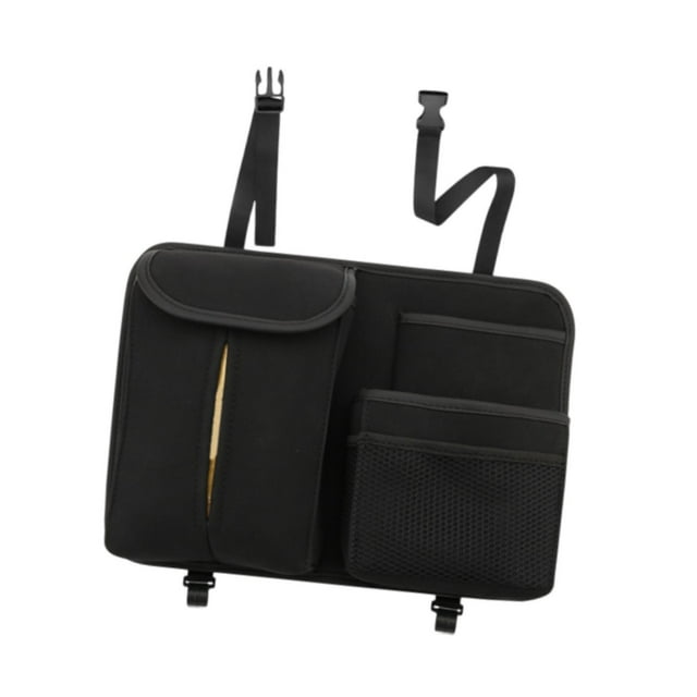 Organizador de asiento trasero para coche, porta pañuelos, multifuncional, para mantener el coche ordenado, liberación rápida Negro