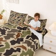 thumbnail image 3 of Feelyou Camouflage Shark Dolphin Bed Sheets for Men Boys, Coastal Animal King Sheets, Khaki Green, 4-Piece, 3 of 5