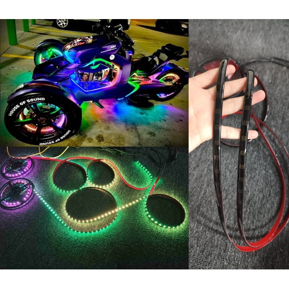 TzvmnyLighting Factory - 6PCS 16.5FT 5Meters/Rolls Blackout Smoked Tinted Dream Color CHASING IP65 Waterproof For Slingshot Underglow LED Strips Lights Play with Music APP Remote Control