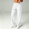 thumbnail image 2 of Hurxie Womens Sweatpants Fall Baggy Wide Leg Sweatpant Fleece Lined Straight Leg Sweat Pants White,S, 2 of 7