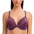 thumbnail image 2 of MELENECA Female Racerback Front Closure Unlined Underwire Bra for Women Grape Wine 34E, 2 of 5