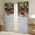 thumbnail image 2 of jejeloiu Merry Christmas Curtains Pack of 2 (42x84 Each),Red Fruit Balls Curtains Blackout,Old Barn Door Bedroom Curtains For Girls,Super Cozy Room Decoration, 2 of 6