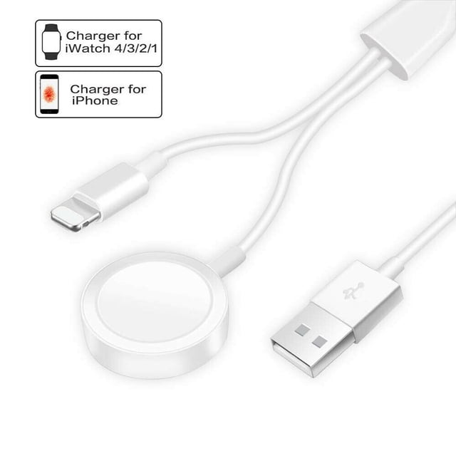 Smart Watch Charger 2 in 1 Portable Wireless Magnetic Compatible with Watch Series Charging Cable
