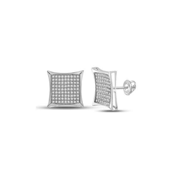 FB Jewels 10kt White Gold Womens Round Diamond Square Cluster Earrings 1/2 Cttw