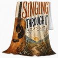 thumbnail image 2 of Vintage Acoustic Guitar Keep Singing Text Distressed Parchment, Cozy Friendship Quote Scene, Warm Flannel Blanket for Living Room and Reading Nook, Art Lovers Friendship Gift, Artistic Home Decor, 2 of 9