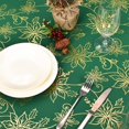 thumbnail image 4 of Christmas Tablecloth, Poinsettia Christmas Table Cloth for Winter, Green Christmas Tablecloths, Christmas Decorative Table Cover for Table, Kitchen, Dining, Holiday, 60 inch Round, 4 of 5