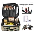 thumbnail image 2 of FORMRS Travel Makeup Bag Large Capacity Train Case Cosmetic Organizer with Adjustable Dividers, Beige Abstract, 2 of 8