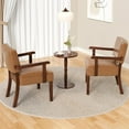 thumbnail image 3 of FAGAGA Accent Chair Set of 2 with Table, Mid Century Modern PU Leather Chair for Living Room, Oversized Chair for Reading Room, Reception Room, Bedroom | Leather Brown, 3 of 8