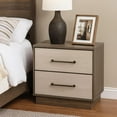 thumbnail image 6 of Fene Nightstand, 2 Storage Drawers with Nickel Handles, 24 Inch Gray, 6 of 7