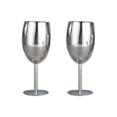 

2pcs 240ml Stainless Steel Wedding Wine Glass Home Shatter Proof Smooth Surface