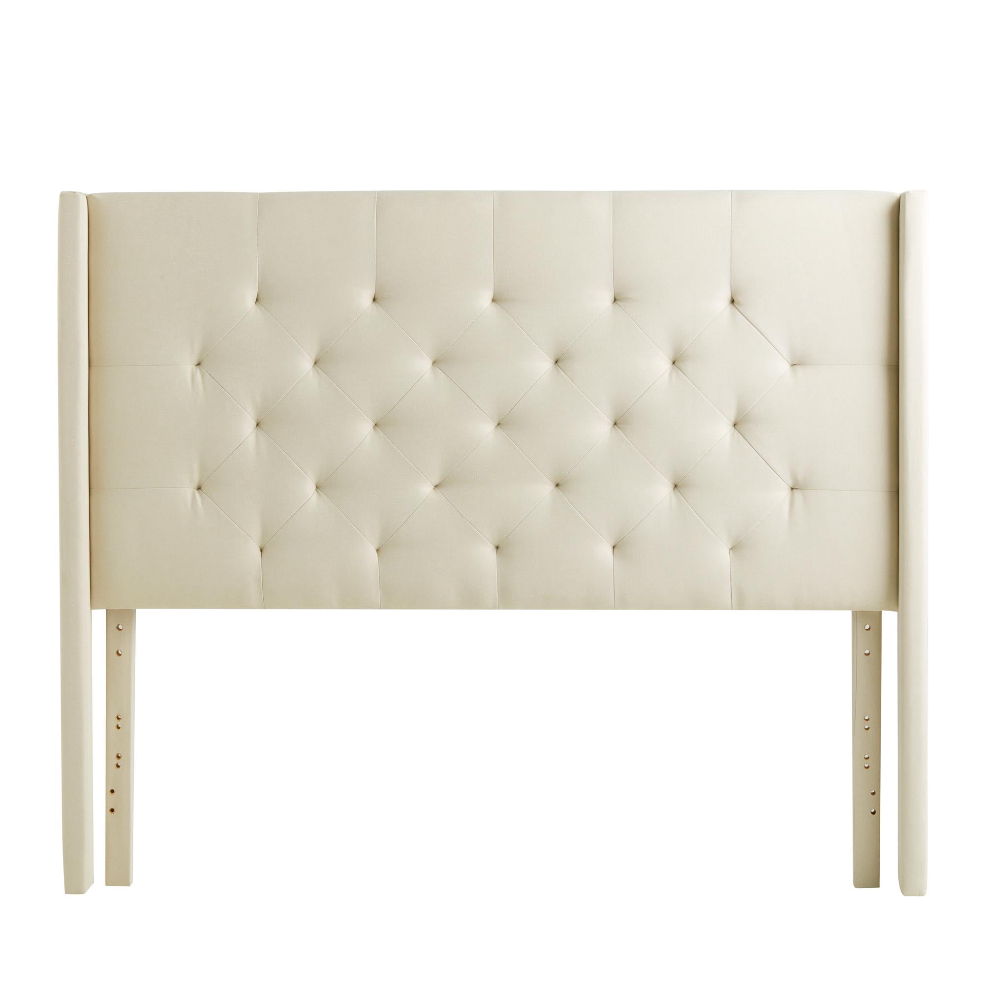 Rest Haven Providence Tufted Wingback Upholstered Headboard, Full, Cream