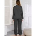 thumbnail image 4 of SWSMCLT Women's Button Pajama Set Breathable Elastic Band Cigarette Long Sleeve Nightwear Comfy Lounge Set Black Medium, 4 of 5
