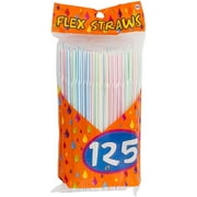 Items 4U! Flex Straws, Striped Assorted Colors: 1 Pack / 125 Straws