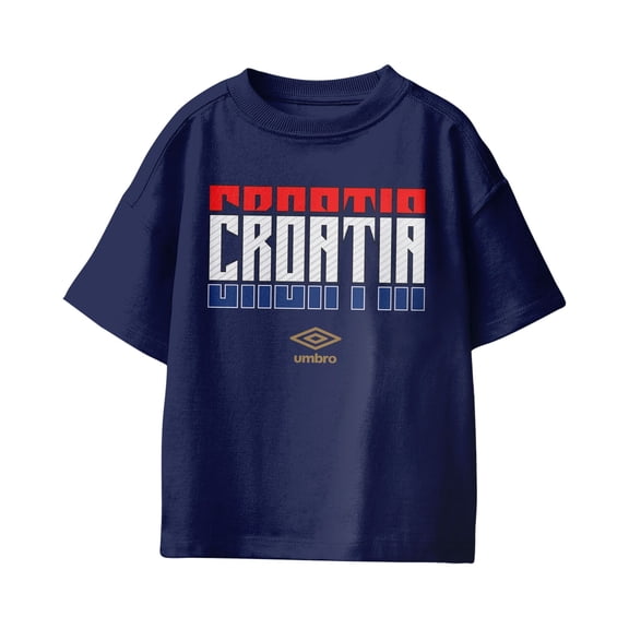 Umbro Kids Croatia Stacked Soccer T Shirt (Navy, XS-XL)