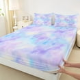 thumbnail image 3 of Manfei Girly Purple Watercolor Bed Sheets for Kids, Dreamy Galaxy Cloud King Sheets, Chic Artwork Sheet Set, Microfiber Bedroom Decor, 4-Piece, 3 of 7