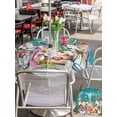 thumbnail image 4 of Spring Flowers Outdoor Tablecloth - 54 Inch Round Dining Table Cover, Farmhouse Watercolor Teal Wood Grain Waterproof Outdoor Table Cloth with Umbrella Hole & Zipper for Picnic/Patio/Party, 4 of 7