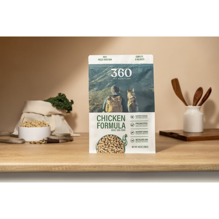 360 Pet Nutrition Chicken Flavor Freeze Dried Dog Food, 48 oz