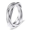 thumbnail image 1 of Triple Band Rings Interlocked Rolling Rings for Women Girls Stainless Steel Silver Russian Wedding Band Size 6 to 9, 1 of 5