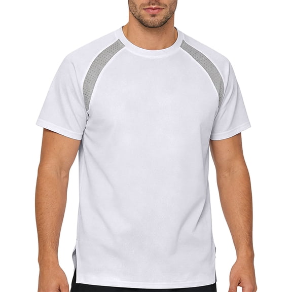 LPZOOGU Men's Mesh Raglan T-Shirt Short Sleeve Crew Neck Athletic Sport Tee Breathable Quick Dry Running Shirt Color Block Gym Top