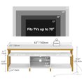 thumbnail image 3 of DEXTRUS LED TV Stands w/Power Outlets, Industrial TV Stand for 55/60/65/70 inch, Entertainment Center TV Cabinet for Living Room, White and Gold, 3 of 6