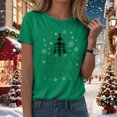 thumbnail image 3 of Towmus Merry Christmas Shirts for Women Crew Neck Short Sleeve Xmas Plaid Tree T Shirt Casual Graphic Print Tops, 3 of 5