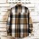 thumbnail image 4 of Blusa y camisa de manga larga con cuello vuelto para hombre, informal, de manga larga, con solapa, estampado a cuadros, botones, bolsillo falso, chaqueta, blusa de poliéster para hombre, 4 of 8