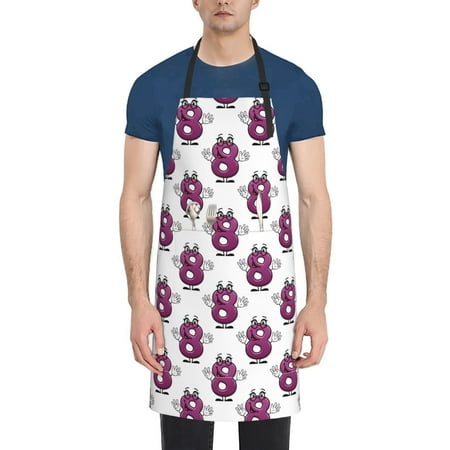 

Picia Cute Number 8 Waterproof Apron for Unisex Adult - Adjustable Bib Apron with Pockets Ideal for Cooking Gardening Painting and Household Chores
