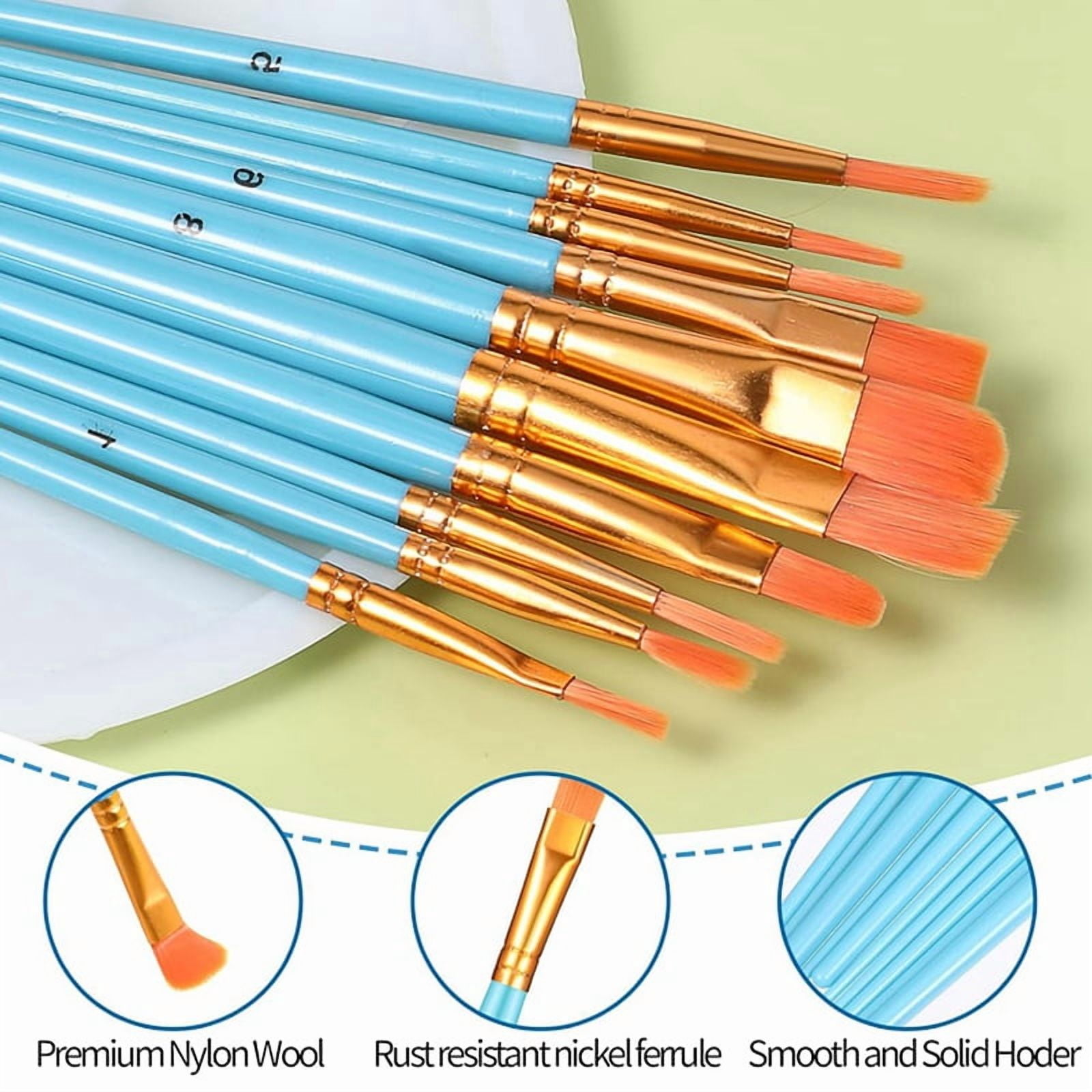 72 Pcs Paint Brushes Palette Set, 60 Paint Brushes and 12 Paint Palette Tray, Professional Artist Painting Set