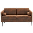 thumbnail image 4 of 2 Seater Futon Sofa Bed, Soft Tufted Seat Cushion Love Seats Couch with 2 Throw Pillows, Small Sofa Couch, Mid Century Modern Couches for Living Room, 4 of 7