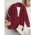 thumbnail image 6 of Women'S Long Sleeve Open Front Cardigan Chunky Knit Draped Sweaters Outwear Wine Red XL, 6 of 9