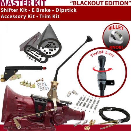 American Shifter TH200 Shifter Kit Black 12 in. E Brake Cable Clamp Clevis Trim Kit Dipstick for F19E6