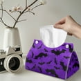 thumbnail image 2 of SEANATIVE Halloween Tissue Box Cover Rectangle Tissue Box Holder with Top Buckle, Bats Tissue Box Organizer for Car PU Leather Tribal Tissue Paper Box Cover for Hotel, Office, Night Stands, 2 of 7