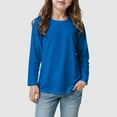 thumbnail image 2 of idosla Girls Long Sleeve T Shirts Kids Fall Tops Crewneck Basic Tees 5-14Y (Blue, 12-18 Months), 2 of 5