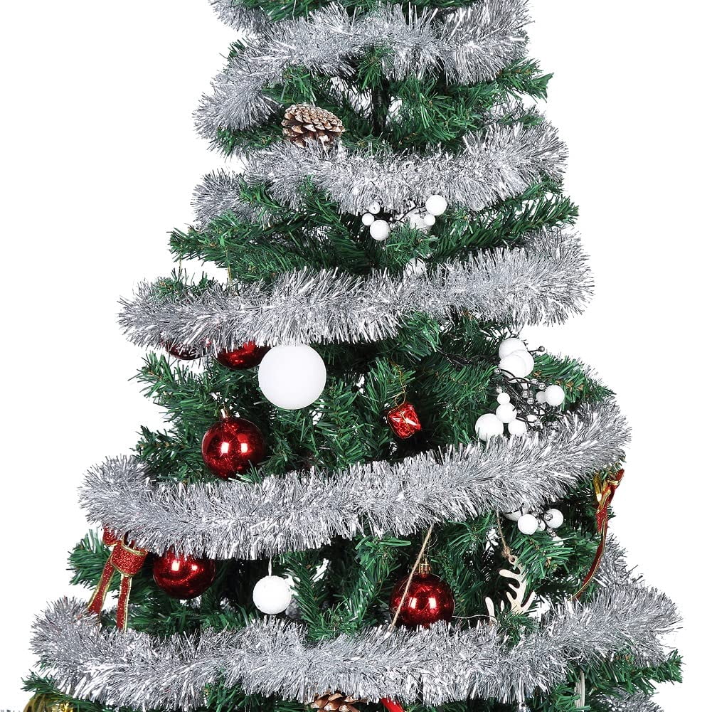 33 FT Christmas Tinsel Garland,Hanging Metallic Twist Garland for ...