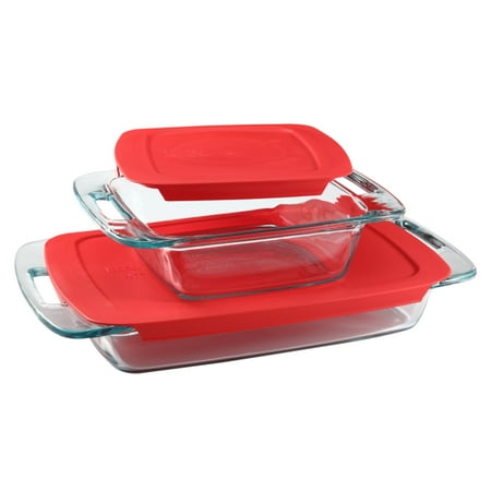 Pyrex® Easy Grab 4-piece Glass Bakeware Set with Red Lids