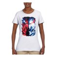 thumbnail image 2 of Artic Wolf Light Dark Good Bad Moon | Womens Animal Lover Graphic T-Shirt, White, Small, 2 of 4