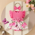 thumbnail image 2 of Baby Girls Sleeveless Ribbed Floral Applique Dress Summer Casual Romper With Textured Fabric Cute Dailywear 0-3 Months, 2 of 9