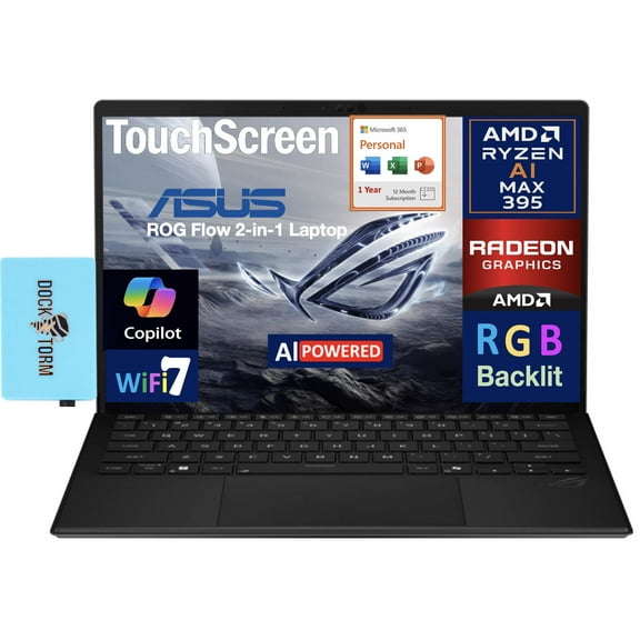 ASUS ROG Flow Creator 2-in-1 Laptop 13.4in Touchscreen LCD WQXGA Display (AMD AMD Ryzen AI MAX 395, 32GB LPDDR5X, 2TB M.2 PCIe SSD, Win 11 Pro) w/Microsoft 365 Personal , DKZ USB Port Expander