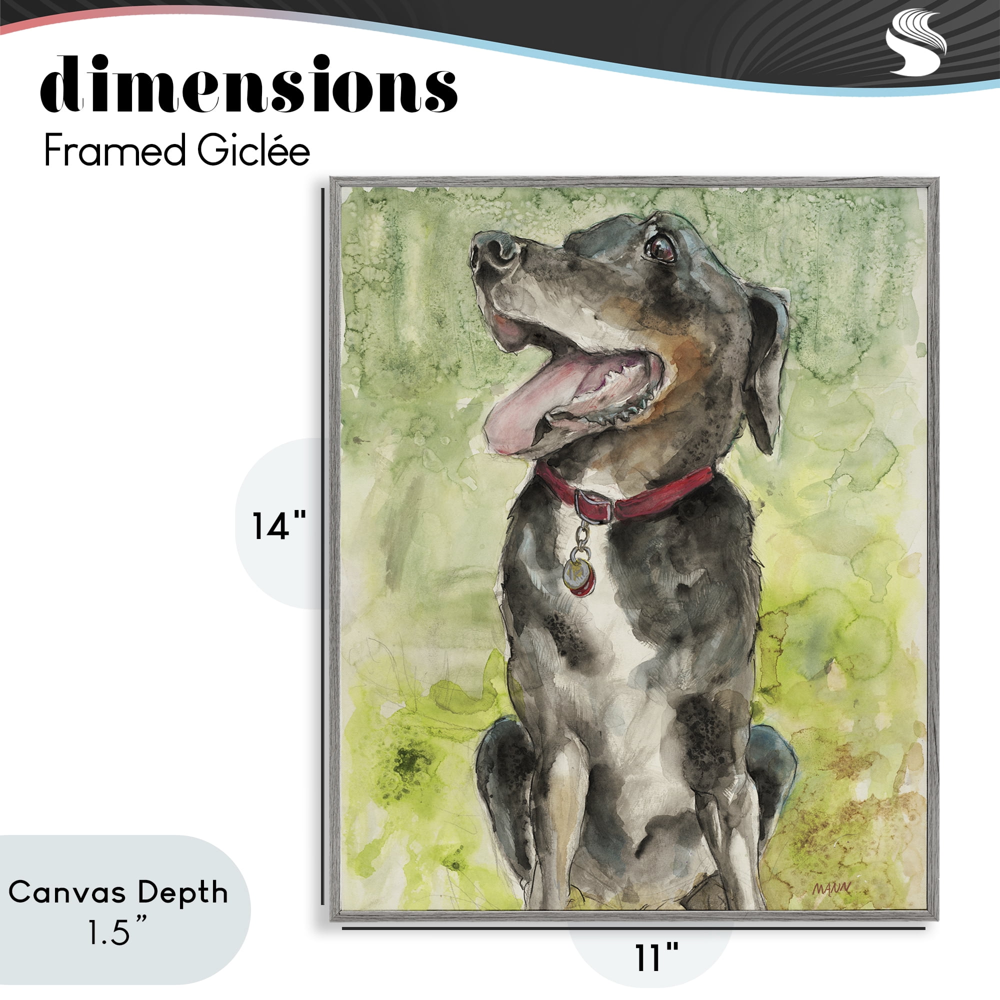 Stupell Industries A Dog's Happiness Gray Framed Giclee Art, design by Patti Mann