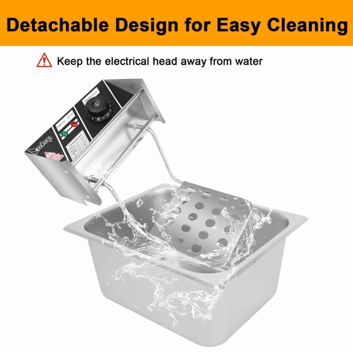 6L Commercial Deep Fryer, 2500W Electric Tabletop Fryer with Basket, Fast Heating Restaurant Fryer for Home Kitchen, Food Truck, Silver