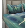 thumbnail image 2 of Ambesonne Mermaid Fitted & Top Sheet Set with Shams, Underwater Life, Green Aqua Purple, 2 of 4
