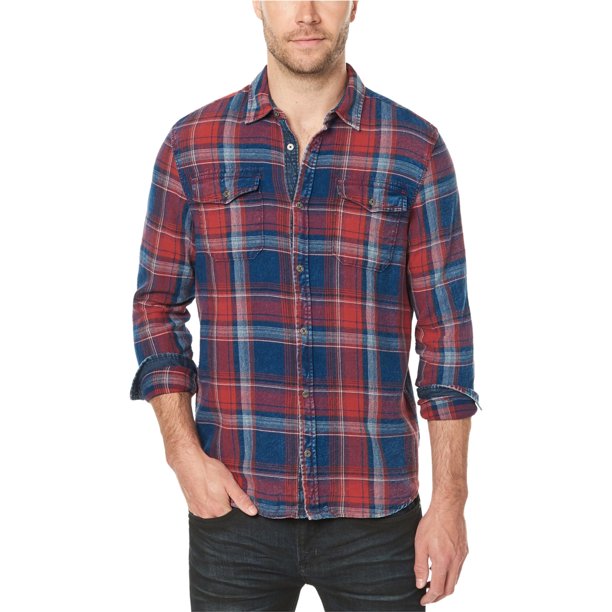 Buffalo David Bitton - Camisa informal con botones para hombre, color azul, mediano