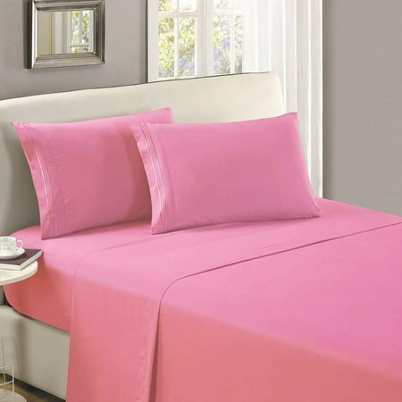 Mellanni Flat Sheet TwinXL Pink - Brushed Microfiber 1800 Bedding Top